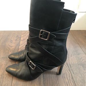 Manolo Blahnik black leather boots
